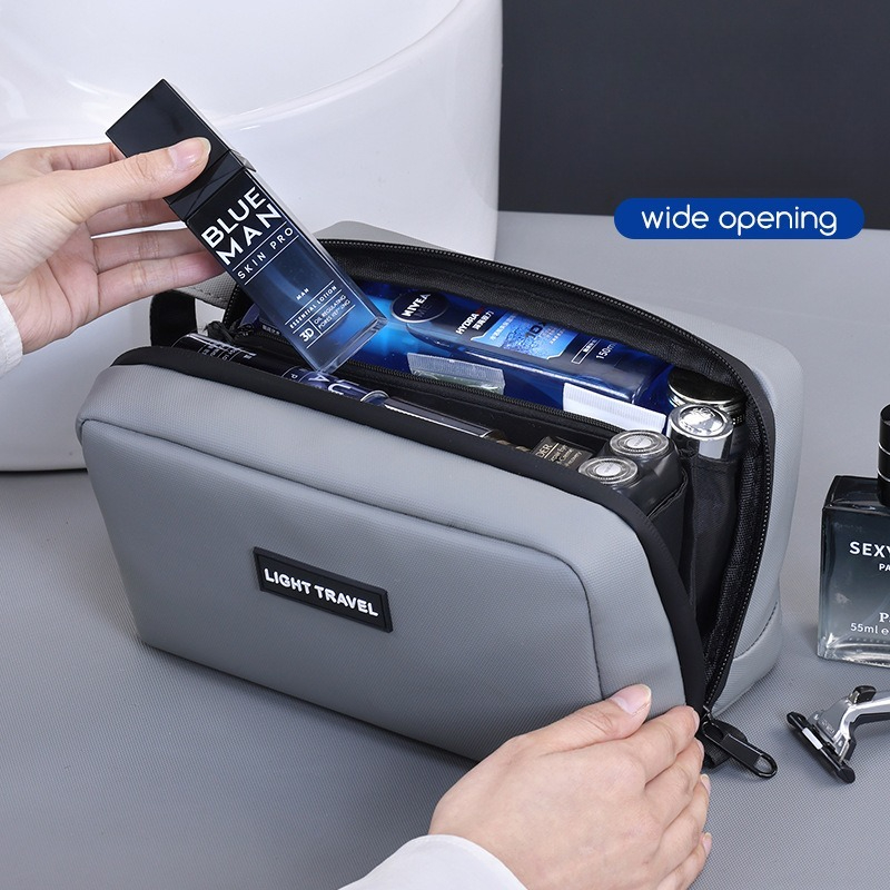 Mens Grooming Kit Bag - กระเป๋าเครื่องสำอางกันน้ำแบบพกพา, อุปกรณ์จัดระเบียบสำหรับเดินทางที่ทนทานสำหรับชุดโกนหนวดผู้ชาย, อุปกรณ์ล้างหน้า และการจัดเก็บอุปกรณ์ดูแลตัวเองในชีวิตประจำวัน