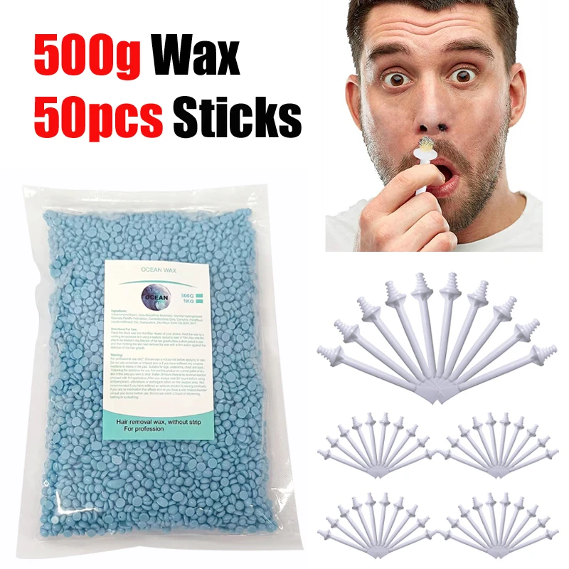 Mens Grooming Kit Bag - ชุดแว็กซ์กำจัดขนจมูกแบบพกพา 50 กรัม-500 กรัม สำหรับผู้ชายและผู้หญิง ชุดแว็กซ์กำจัดขนที่บ้าน
