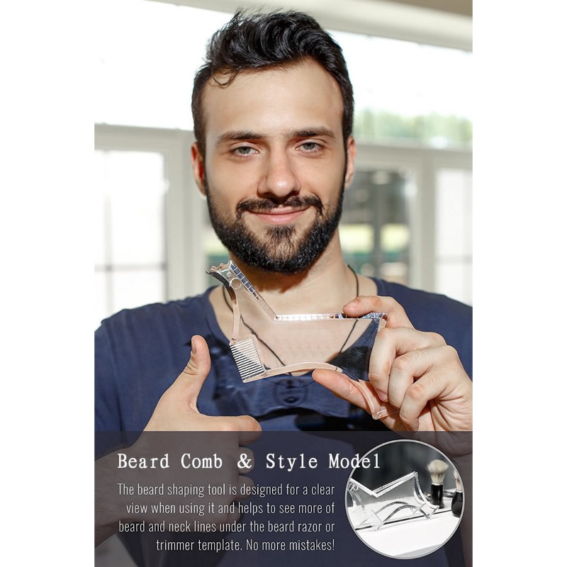 Mens Grooming Tools - เครื่องมือจัดแต่งทรงหนวดเครา แม่แบบจัดแต่งทรงหนวด หมายเลข 6 อุปกรณ์ช่วยตัดแต่งและจัดแต่งทรงขนบนใบหน้าสำหรับผู้ชาย