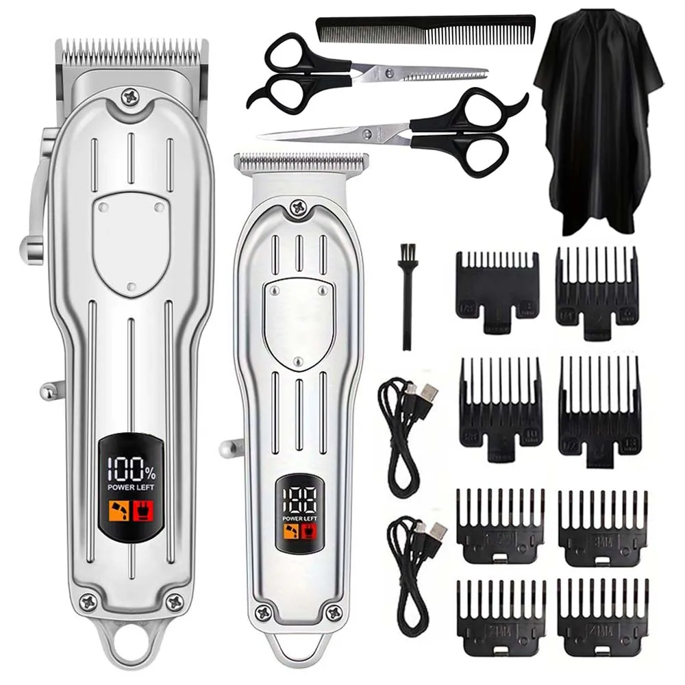 Mens Grooming Tools - เครื่องตัดผมไฟฟ้า จอแสดงผลดิจิตอล มัลติฟังก์ชั่น เครื่องเล็มผมสำหรับใช้ในบ้าน ระดับมืออาชีพ ชุดอุปกรณ์ตัดแต่งทรงผมสำหรับผู้ชาย